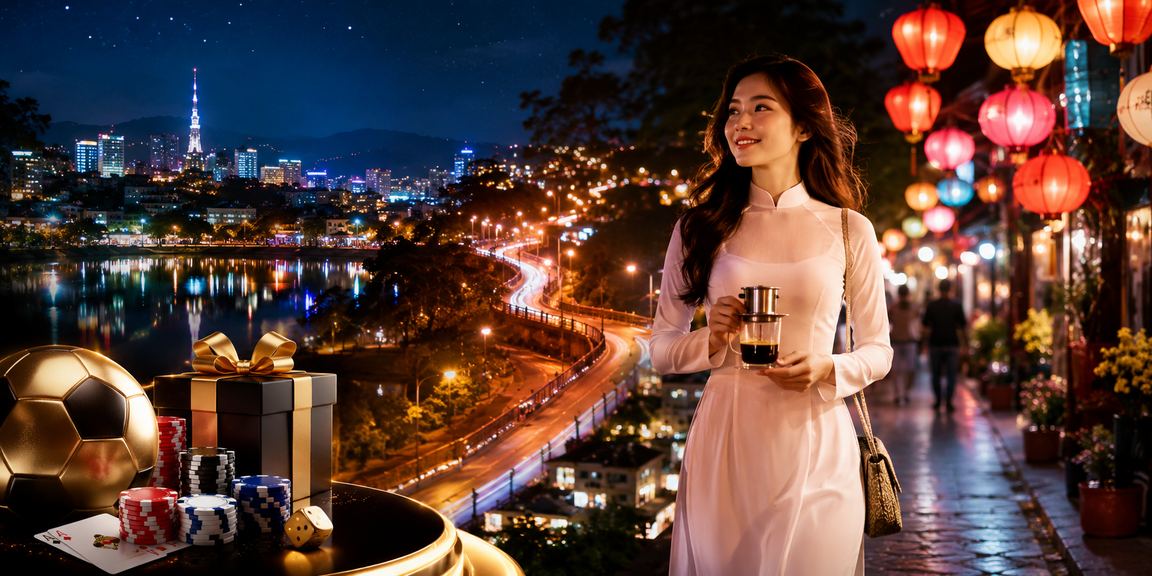 Người dùng Đà Lạt ngồi cà phê kiểm tra giao dịch tài chính và kèo thể thao trên điện thoại