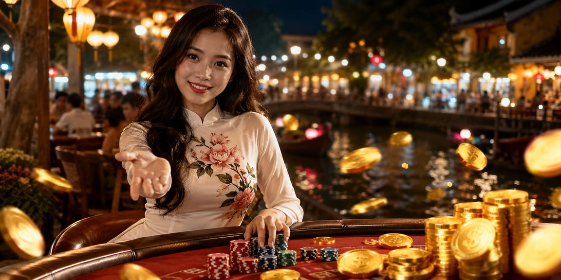 Người dùng Hội An uống cà phê và duyệt game mới trên 34b qua điện thoại